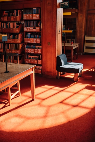Afternoon light in the Land Economy Library